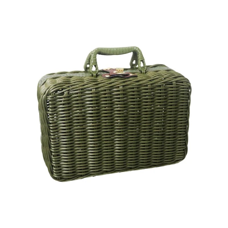 Cosmetics Sorting and Storage Box Woven Handbag Wedding Gift Box Accompanying Hand Gift Box Rattan Woven Storage Basket - Smoothy Home