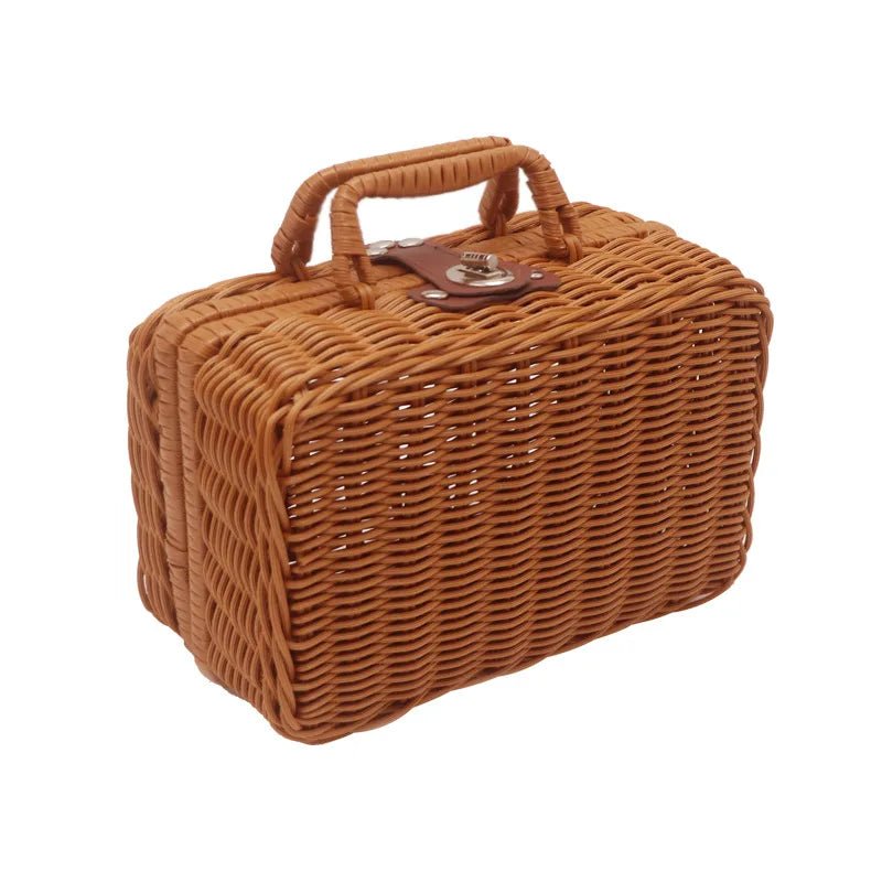 Cosmetics Sorting and Storage Box Woven Handbag Wedding Gift Box Accompanying Hand Gift Box Rattan Woven Storage Basket - Smoothy Home