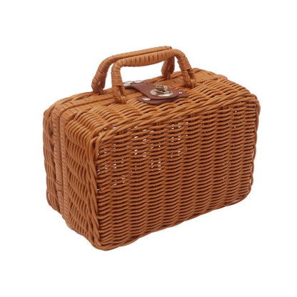 Cosmetics Sorting and Storage Box Woven Handbag Wedding Gift Box Accompanying Hand Gift Box Rattan Woven Storage Basket - Smoothy Home