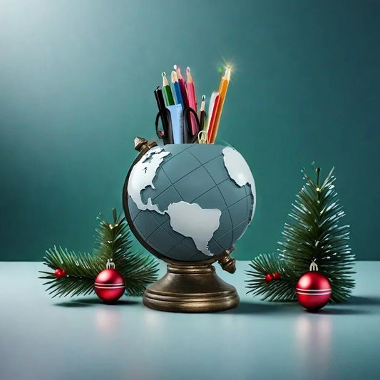 Creative Globe Pen Holder Resin Desk Organizer for Office and Home Decor Unique Geographic Pen and Pencil Storage - Smoothy Home