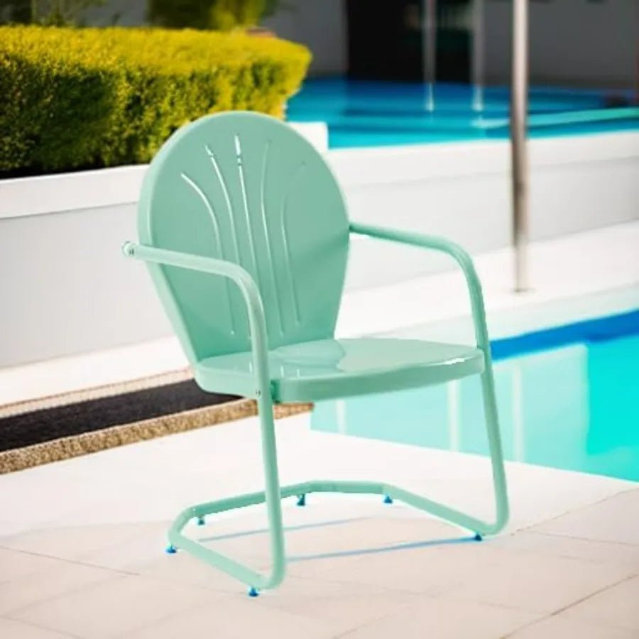 Crosley Furniture Griffith Outdoor Chair, Retro Metal Patio Chairs for Dining, Porch, Deck, Balcony, Aqua - Smoothy Home