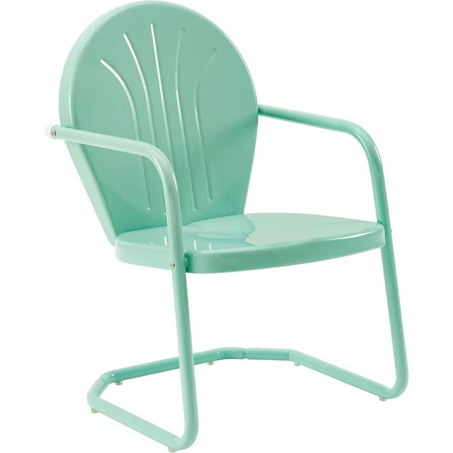 Crosley Furniture Griffith Outdoor Chair, Retro Metal Patio Chairs for Dining, Porch, Deck, Balcony, Aqua - Smoothy Home