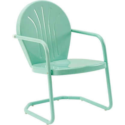 Crosley Furniture Griffith Outdoor Chair, Retro Metal Patio Chairs for Dining, Porch, Deck, Balcony, Aqua - Smoothy Home