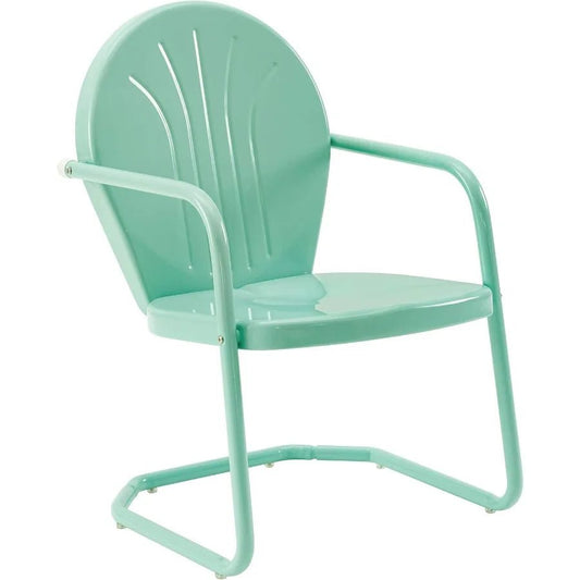 Crosley Furniture Griffith Outdoor Chair, Retro Metal Patio Chairs for Dining, Porch, Deck, Balcony, Aqua - Smoothy Home