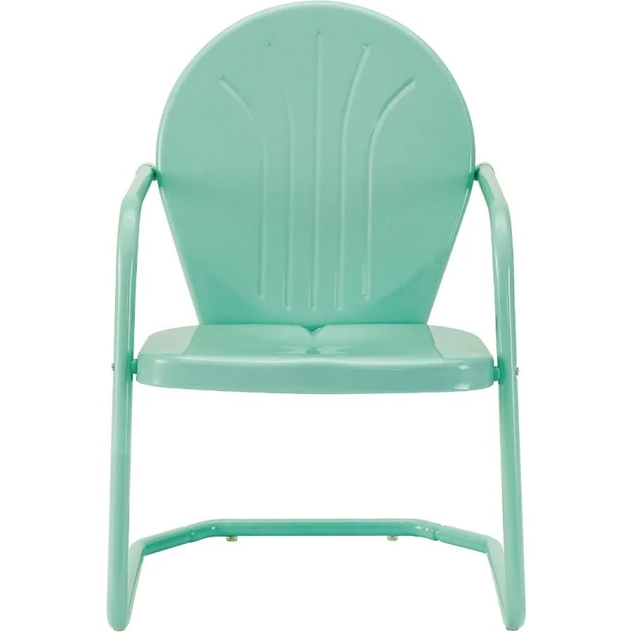 Crosley Furniture Griffith Outdoor Chair, Retro Metal Patio Chairs for Dining, Porch, Deck, Balcony, Aqua - Smoothy Home
