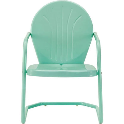 Crosley Furniture Griffith Outdoor Chair, Retro Metal Patio Chairs for Dining, Porch, Deck, Balcony, Aqua - Smoothy Home