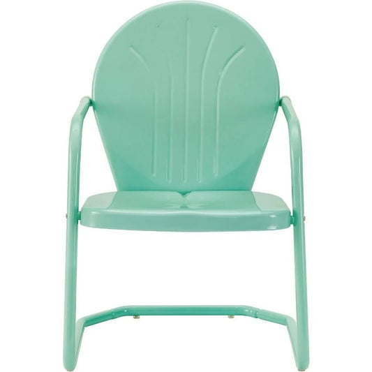 Crosley Furniture Griffith Outdoor Chair, Retro Metal Patio Chairs for Dining, Porch, Deck, Balcony, Aqua - Smoothy Home