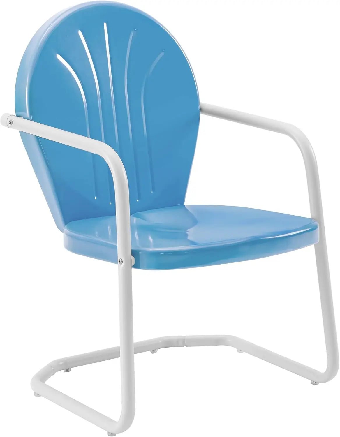Crosley Furniture Griffith Outdoor Chair, Retro Metal Patio Chairs for Dining, Porch, Deck, Balcony, Aqua - Smoothy Home