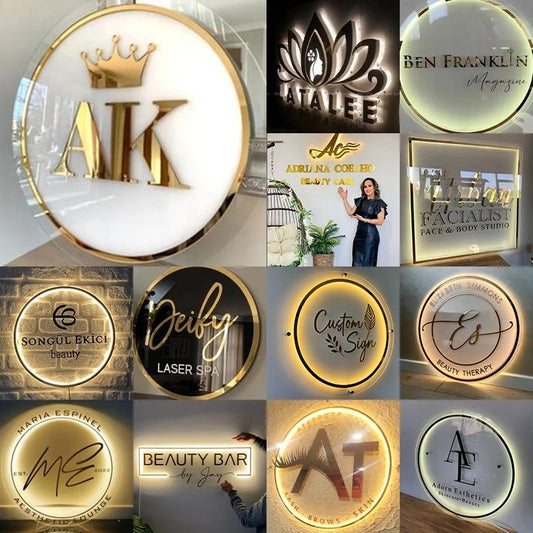 Custom Acrylic Business Logo Neon Lights Wall Personalised Sign Business Office Logo Beauty Salon Plaques Hair Studio 3D Sign - Smoothy Home