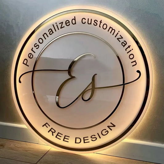 Custom Acrylic Business Logo Neon Lights Wall Personalised Sign Business Office Logo Beauty Salon Plaques Hair Studio 3D Sign - Smoothy Home