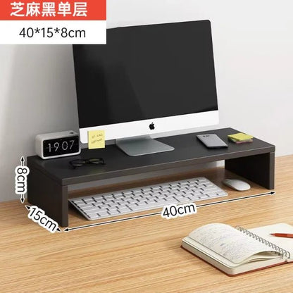 Desktop Computer Taller Stand Office Desktop Shelf Monitor Screen Storage Base Notes - Smoothy Home