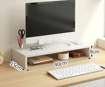 Desktop Computer Taller Stand Office Desktop Shelf Monitor Screen Storage Base Notes - Smoothy Home