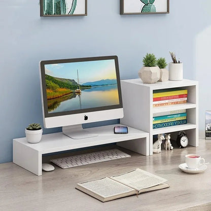 Desktop Computer Taller Stand Office Desktop Shelf Monitor Screen Storage Base Notes - Smoothy Home