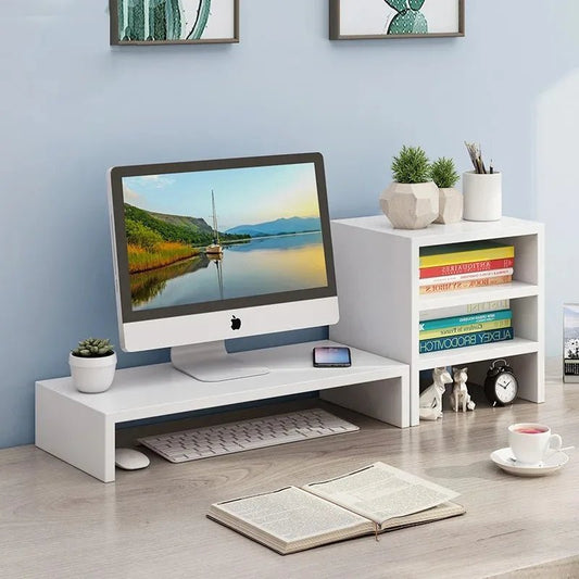Desktop Computer Taller Stand Office Desktop Shelf Monitor Screen Storage Base Notes - Smoothy Home
