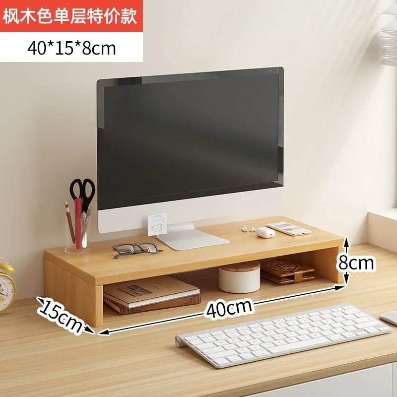 Desktop Computer Taller Stand Office Desktop Shelf Monitor Screen Storage Base Notes - Smoothy Home