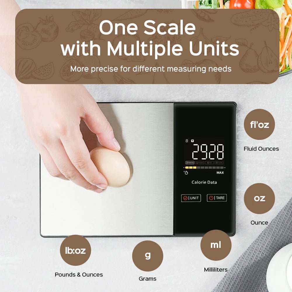 Digital Kitchen Scale 5kg Smart Food Scale Calories Calculator Nutrition Stainless Steel Kitchen Scale Smart Scale Kitchen Tool - Smoothy Home