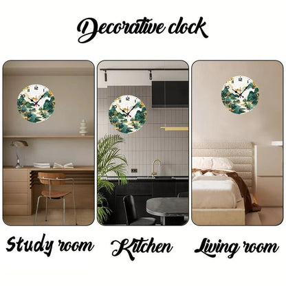 DIY 2D Flat Chinese Landscape Wooden Round Silent Hanging Wall Clock, Suitable For Living Room, Office, Study Room, Bedroom, Home - Smoothy Home