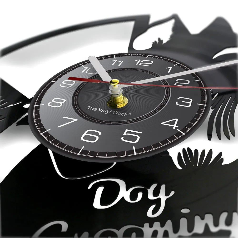 Dog Grooming Salon Vinyl Record Wall Clock Home Art Decor Scottish Terrier Puppy Dog Craft Wall Watch For Pet Shop Groomer Gift - Smoothy Home