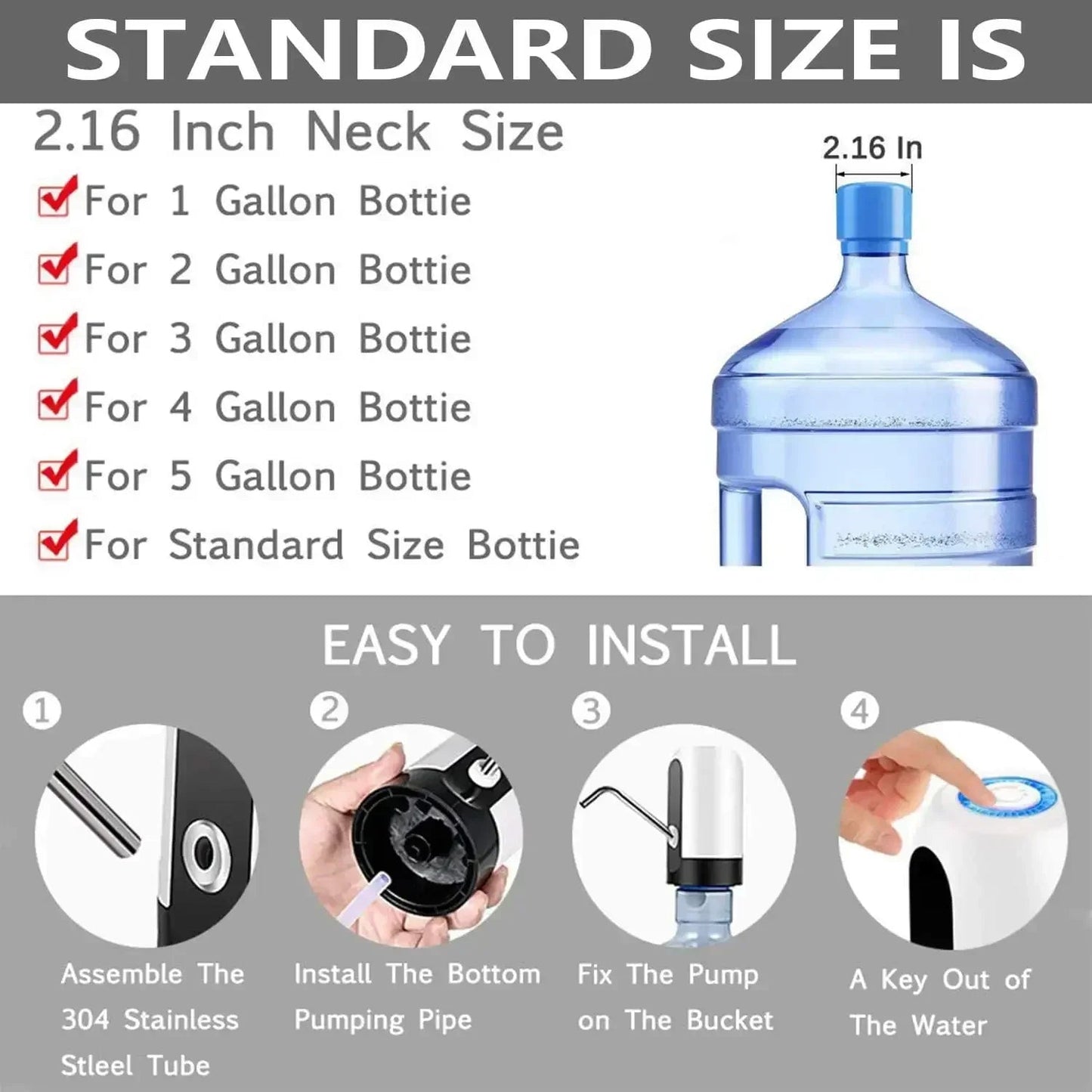 Drinking fountain Electric Portable Water Pump Dispenser USB Charging Automatic Drinking Bottle Switch Silent Touch 19 liters - Smoothy Home