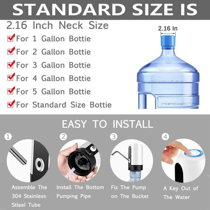 Drinking fountain Electric Portable Water Pump Dispenser USB Charging Automatic Drinking Bottle Switch Silent Touch 19 liters - Smoothy Home
