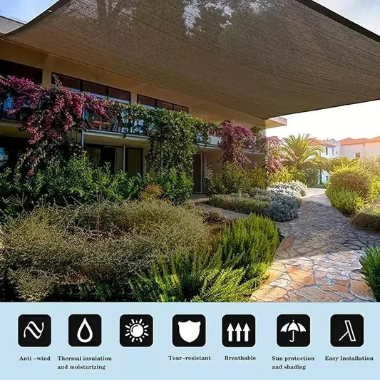 Durable Brown UV Protection Canopy Outdoor Sun Shade Net for Garden Patio Plant Sunshade Sail Greenhouse Outdoor Pavilion - Smoothy Home