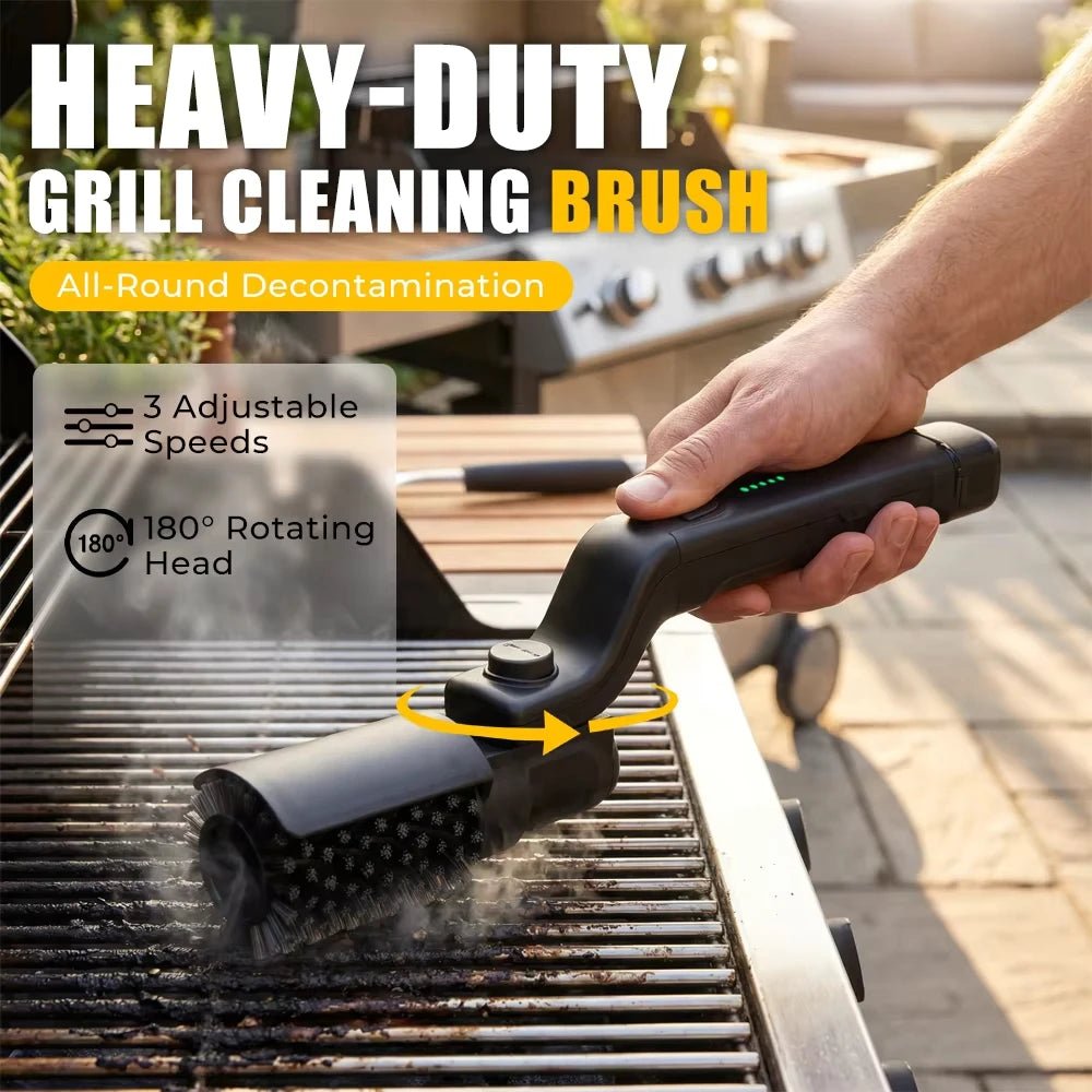 Electric BBQ Grill Brush 180° Adjustable Stainless Steel Brush Head Grill Cleaning Brush for Outdoor Grilling and Kitchen Grates - Smoothy Home