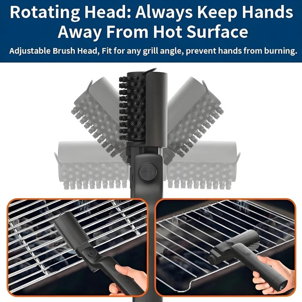 Electric BBQ Grill Brush 180° Adjustable Stainless Steel Brush Head Grill Cleaning Brush for Outdoor Grilling and Kitchen Grates - Smoothy Home