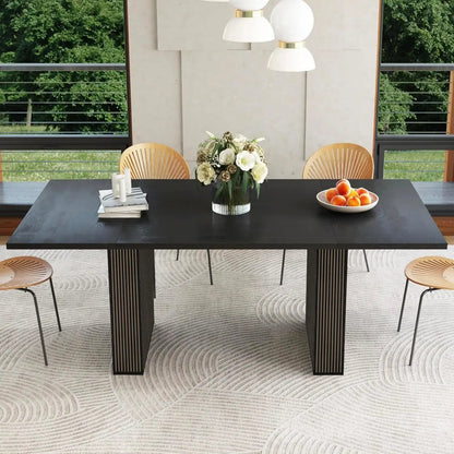 Extendable Dining Table 41-78in Seats 4-8 Round Expandable Kitchen Fluted Base Modern Oval Dining Room Living Room, Customized - Smoothy Home