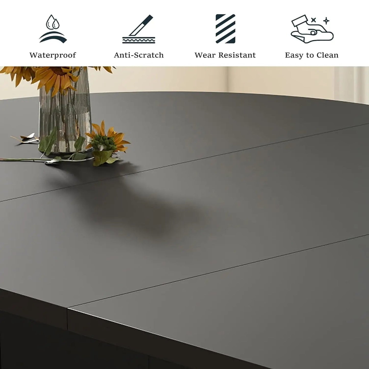 Extendable Dining Table 41-78in Seats 4-8 Round Expandable Kitchen Fluted Base Modern Oval Dining Room Living Room, Customized - Smoothy Home