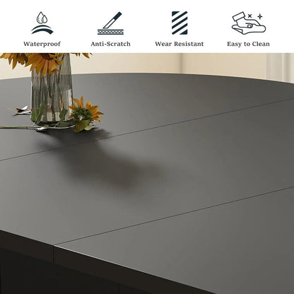 Extendable Dining Table 41-78in Seats 4-8 Round Expandable Kitchen Fluted Base Modern Oval Dining Room Living Room, Customized - Smoothy Home