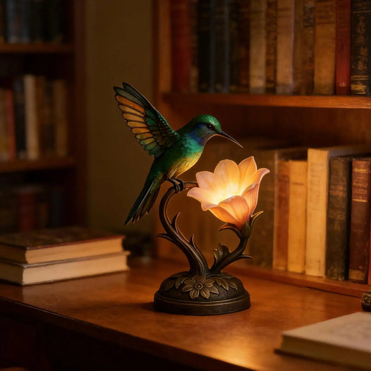 Floral Lamp Vintage Warm Ambiance Lighting Hummingbird Lamp Desk Light Table Decor for Bedside Nightstand Bedroom Study Office - Smoothy Home