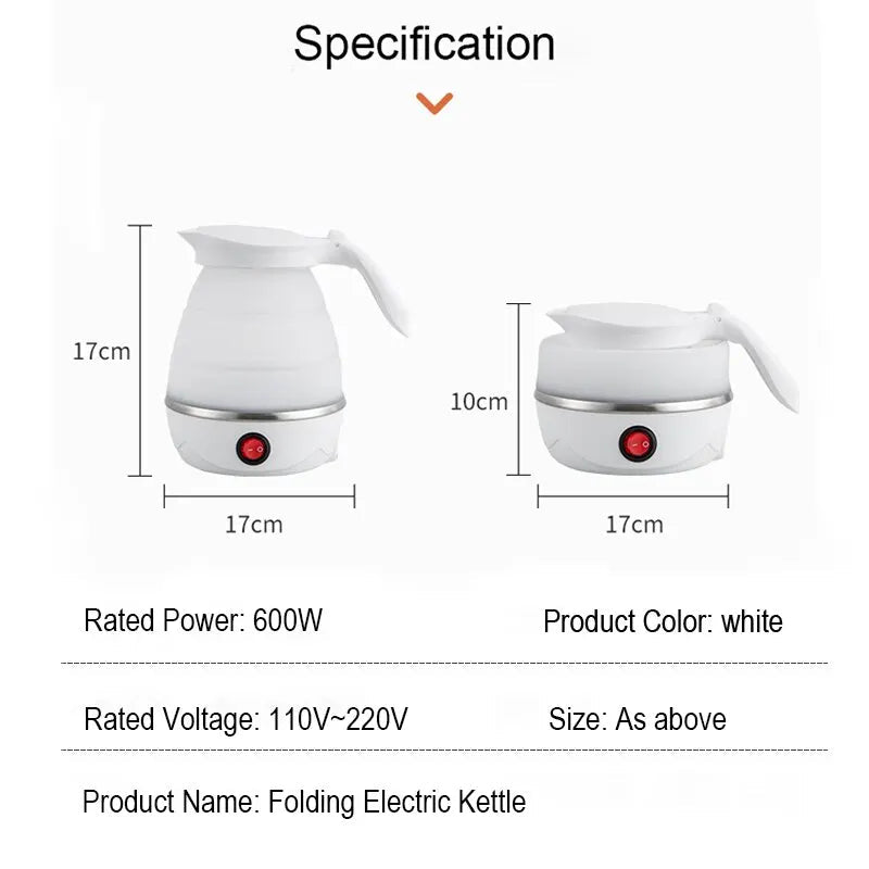 Foldable And Portable Teapot Water Heater 600ML Household Travel Electric Water Kettle 220V Kitchen Appliances Water Boiling Pot - Smoothy Home