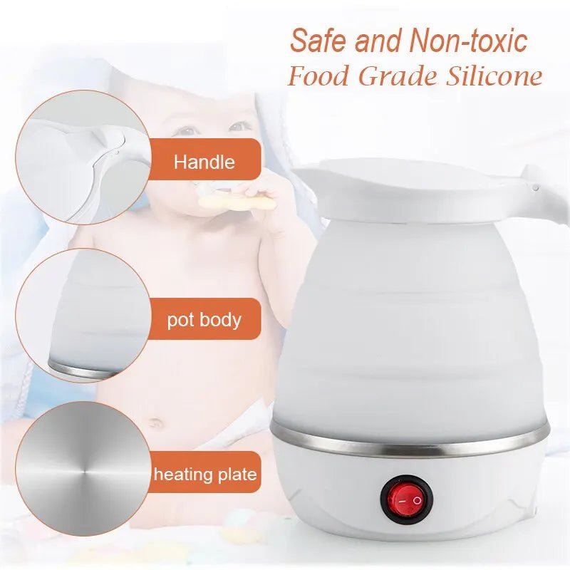 Foldable And Portable Teapot Water Heater 600ML Household Travel Electric Water Kettle 220V Kitchen Appliances Water Boiling Pot - Smoothy Home