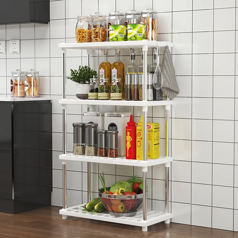 Four-Layer Multi-Functional Storage Rack Bathroom Living Room Organizing Rack Kitchen Bedroom Shelf Plastic Floor-Standing Stora - Smoothy Home