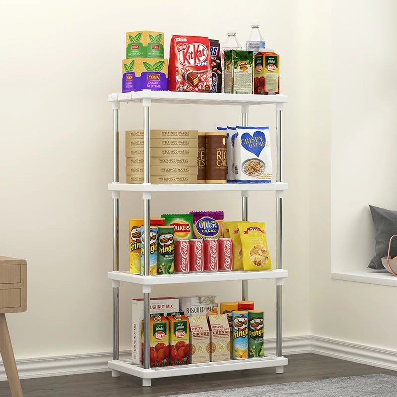 Four-Layer Multi-Functional Storage Rack Bathroom Living Room Organizing Rack Kitchen Bedroom Shelf Plastic Floor-Standing Stora - Smoothy Home