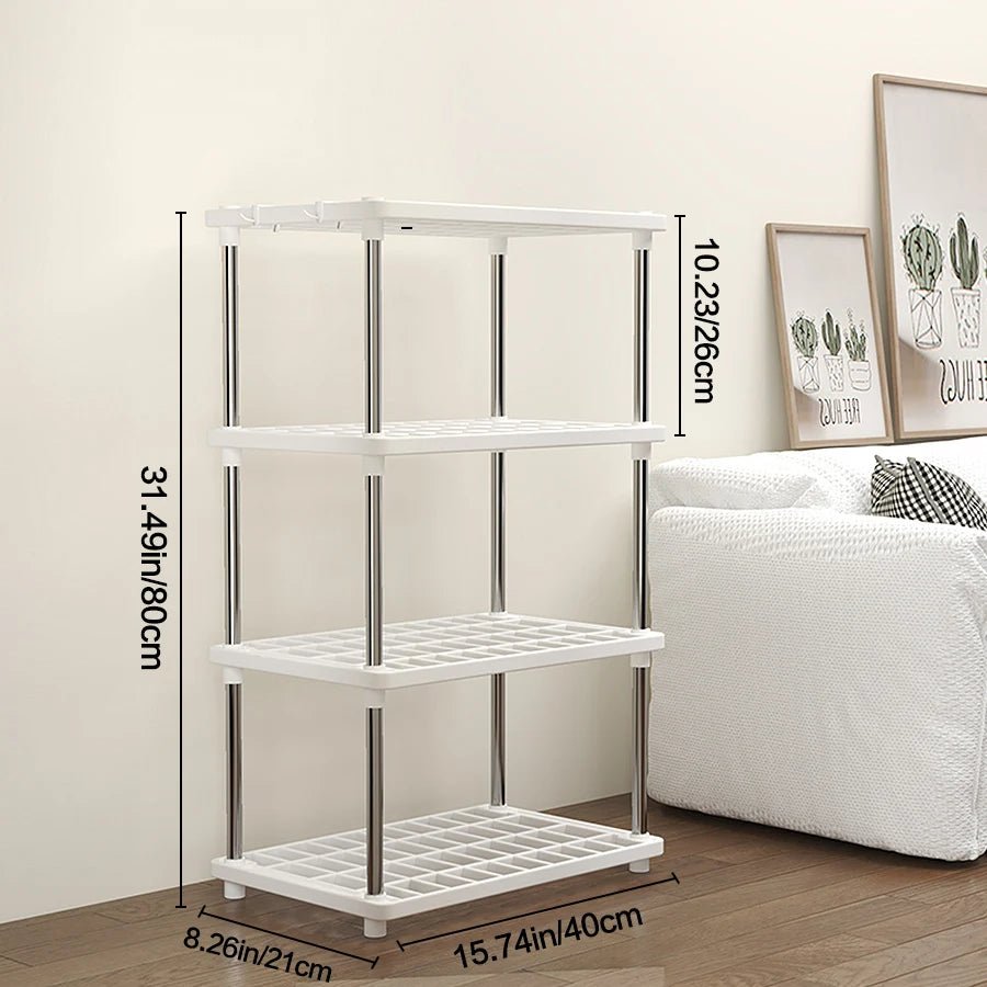 Four-Layer Multi-Functional Storage Rack Bathroom Living Room Organizing Rack Kitchen Bedroom Shelf Plastic Floor-Standing Stora - Smoothy Home