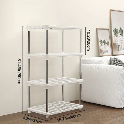 Four-Layer Multi-Functional Storage Rack Bathroom Living Room Organizing Rack Kitchen Bedroom Shelf Plastic Floor-Standing Stora - Smoothy Home
