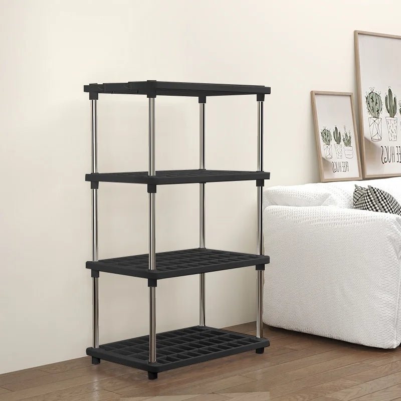 Four-Layer Multi-Functional Storage Rack Bathroom Living Room Organizing Rack Kitchen Bedroom Shelf Plastic Floor-Standing Stora - Smoothy Home