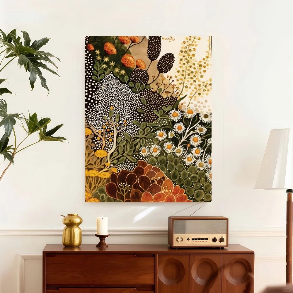 Framed 1pc Modern Abstract Botanical Wall Art - Wildflower Canvas Painting Suitable for Living Room, Bedroom, Kitchen, Bathroom - Smoothy Home