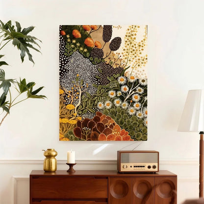 Framed 1pc Modern Abstract Botanical Wall Art - Wildflower Canvas Painting Suitable for Living Room, Bedroom, Kitchen, Bathroom - Smoothy Home