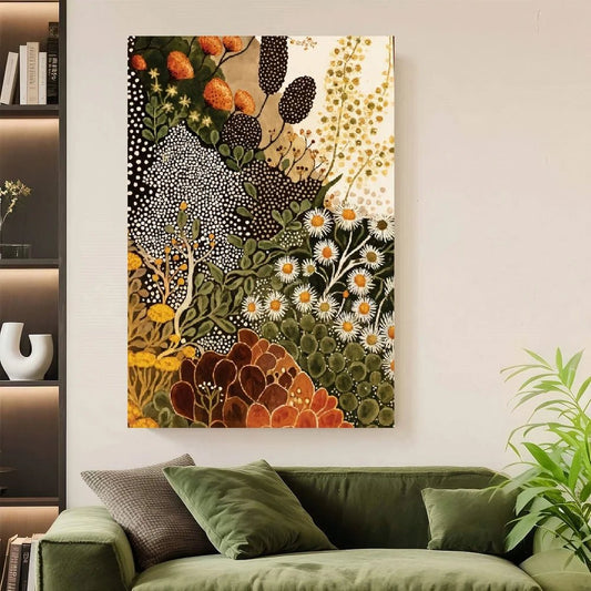 Framed 1pc Modern Abstract Botanical Wall Art - Wildflower Canvas Painting Suitable for Living Room, Bedroom, Kitchen, Bathroom - Smoothy Home