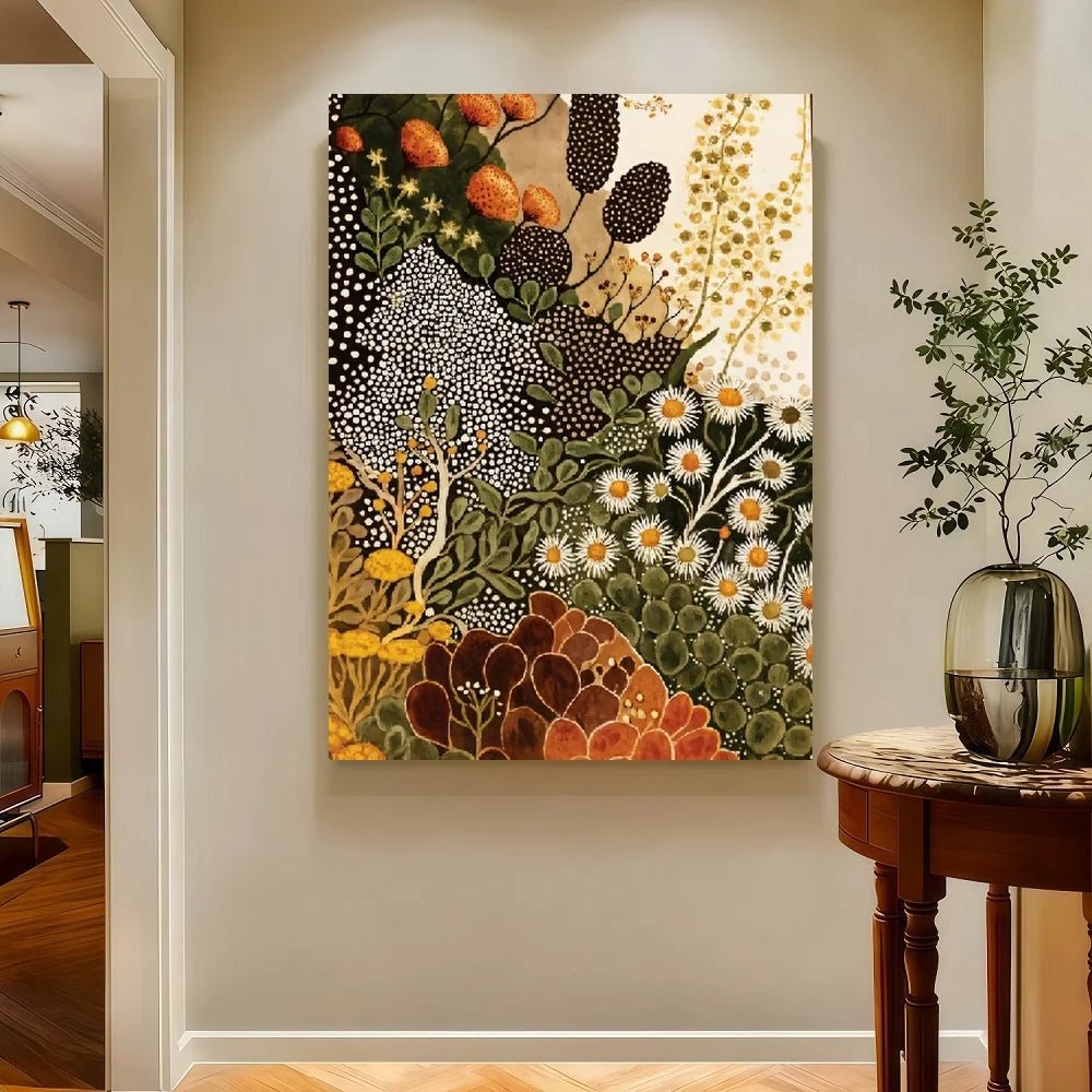Framed 1pc Modern Abstract Botanical Wall Art - Wildflower Canvas Painting Suitable for Living Room, Bedroom, Kitchen, Bathroom - Smoothy Home