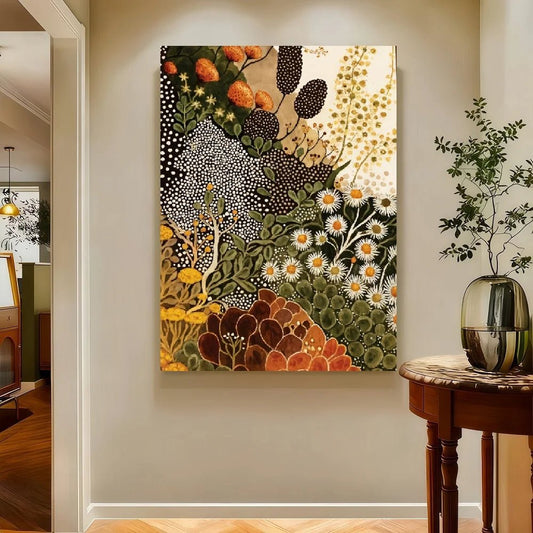 Framed 1pc Modern Abstract Botanical Wall Art - Wildflower Canvas Painting Suitable for Living Room, Bedroom, Kitchen, Bathroom - Smoothy Home