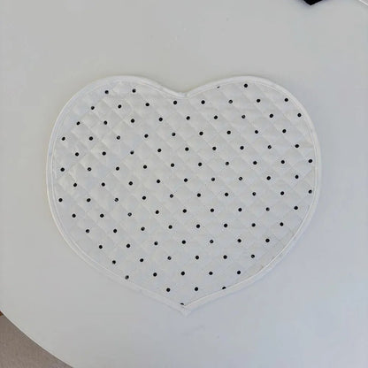 French Polka Dot Heart-shaped Placemats Cotton Decorative Insulating Table Mat Love Quilted Fabric Coaster Home Decor - Smoothy Home