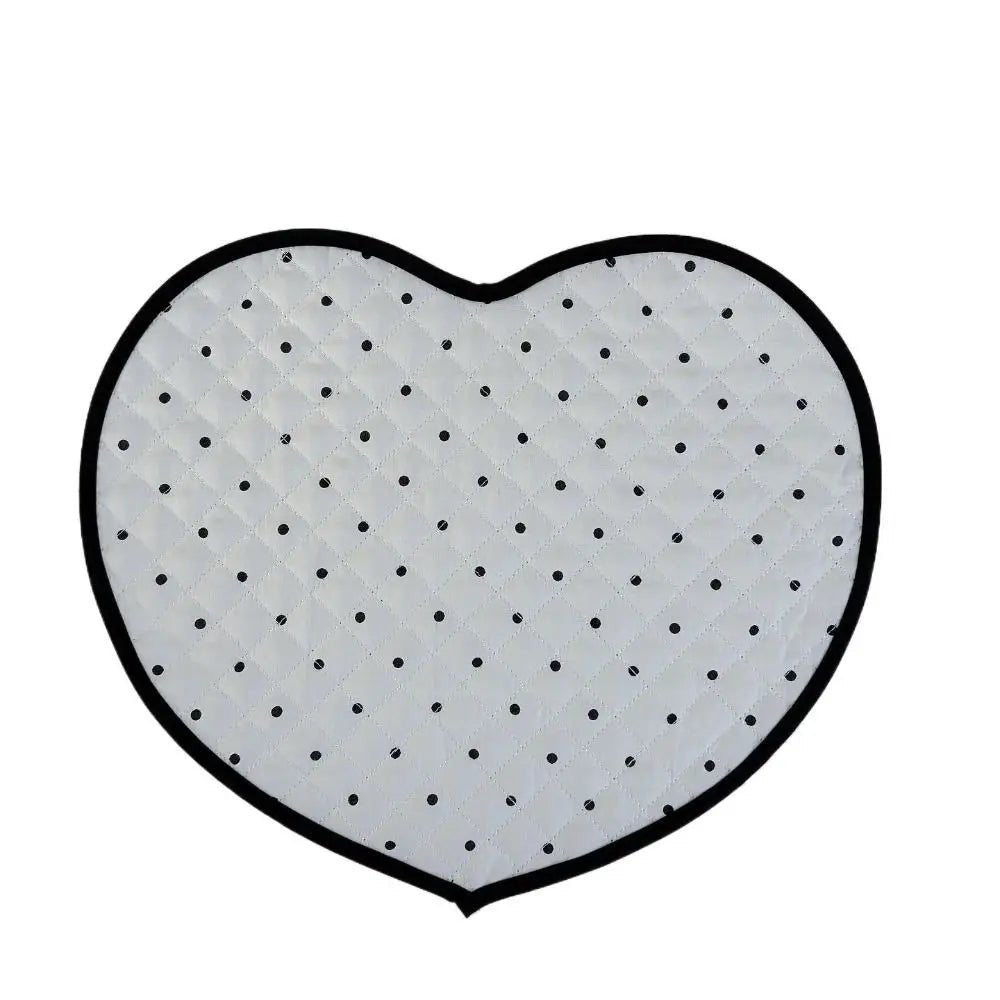 French Polka Dot Heart-shaped Placemats Cotton Decorative Insulating Table Mat Love Quilted Fabric Coaster Home Decor - Smoothy Home
