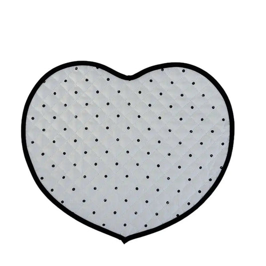 French Polka Dot Heart-shaped Placemats Cotton Decorative Insulating Table Mat Love Quilted Fabric Coaster Home Decor - Smoothy Home