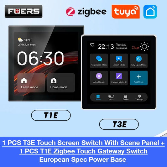 FUERS Tuya Smart Control Panel Switch Smart Home Automation System 3CH Switch Scene Panel Intelligent Home Touch Screen Zigbee - Smoothy Home