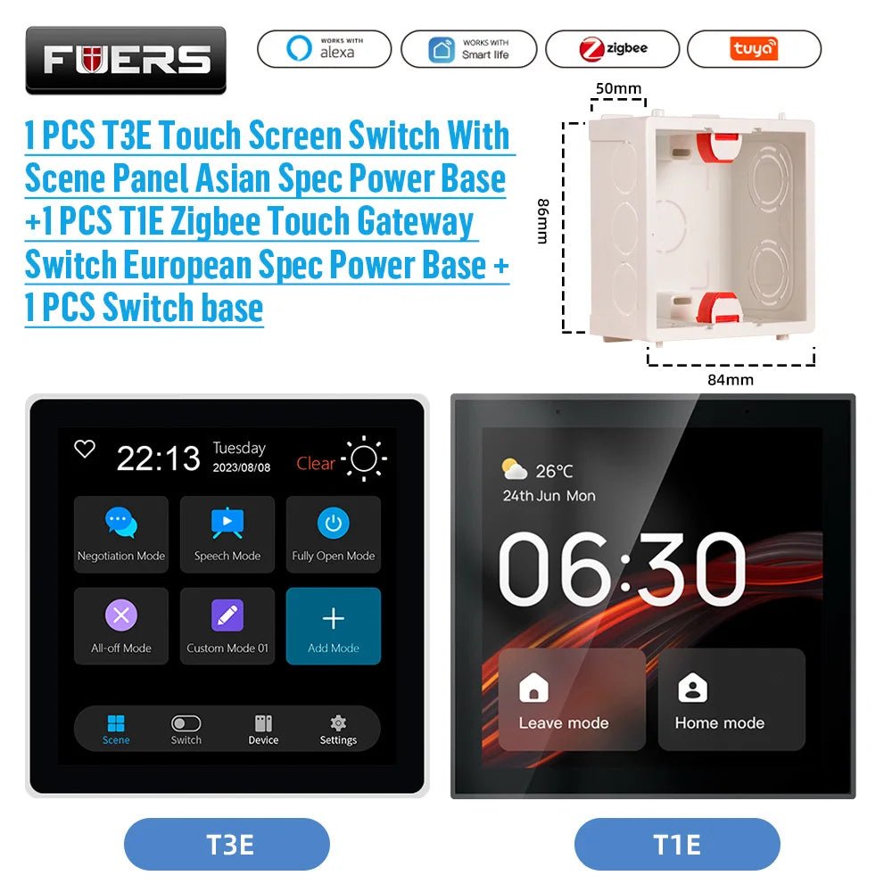 FUERS Tuya Smart Control Panel Switch Smart Home Automation System 3CH Switch Scene Panel Intelligent Home Touch Screen Zigbee - Smoothy Home