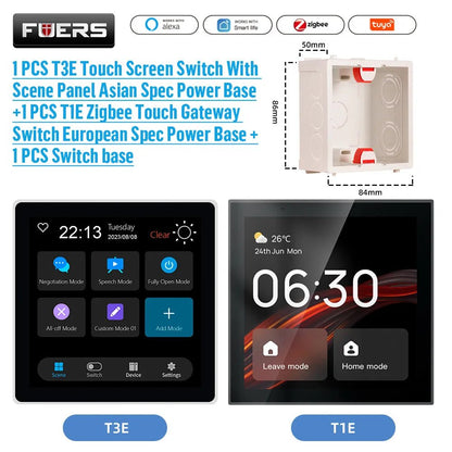 FUERS Tuya Smart Control Panel Switch Smart Home Automation System 3CH Switch Scene Panel Intelligent Home Touch Screen Zigbee - Smoothy Home