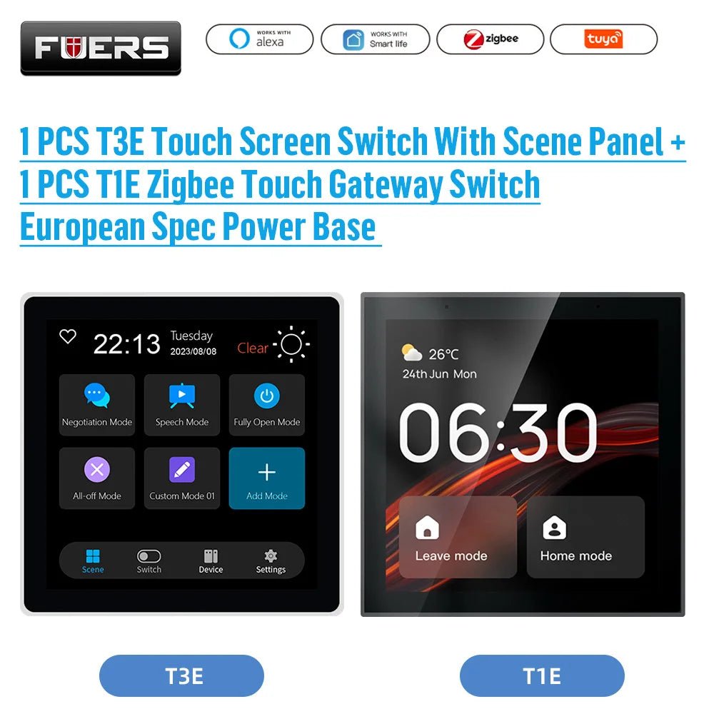 FUERS Tuya Smart Control Panel Switch Smart Home Automation System 3CH Switch Scene Panel Intelligent Home Touch Screen Zigbee - Smoothy Home